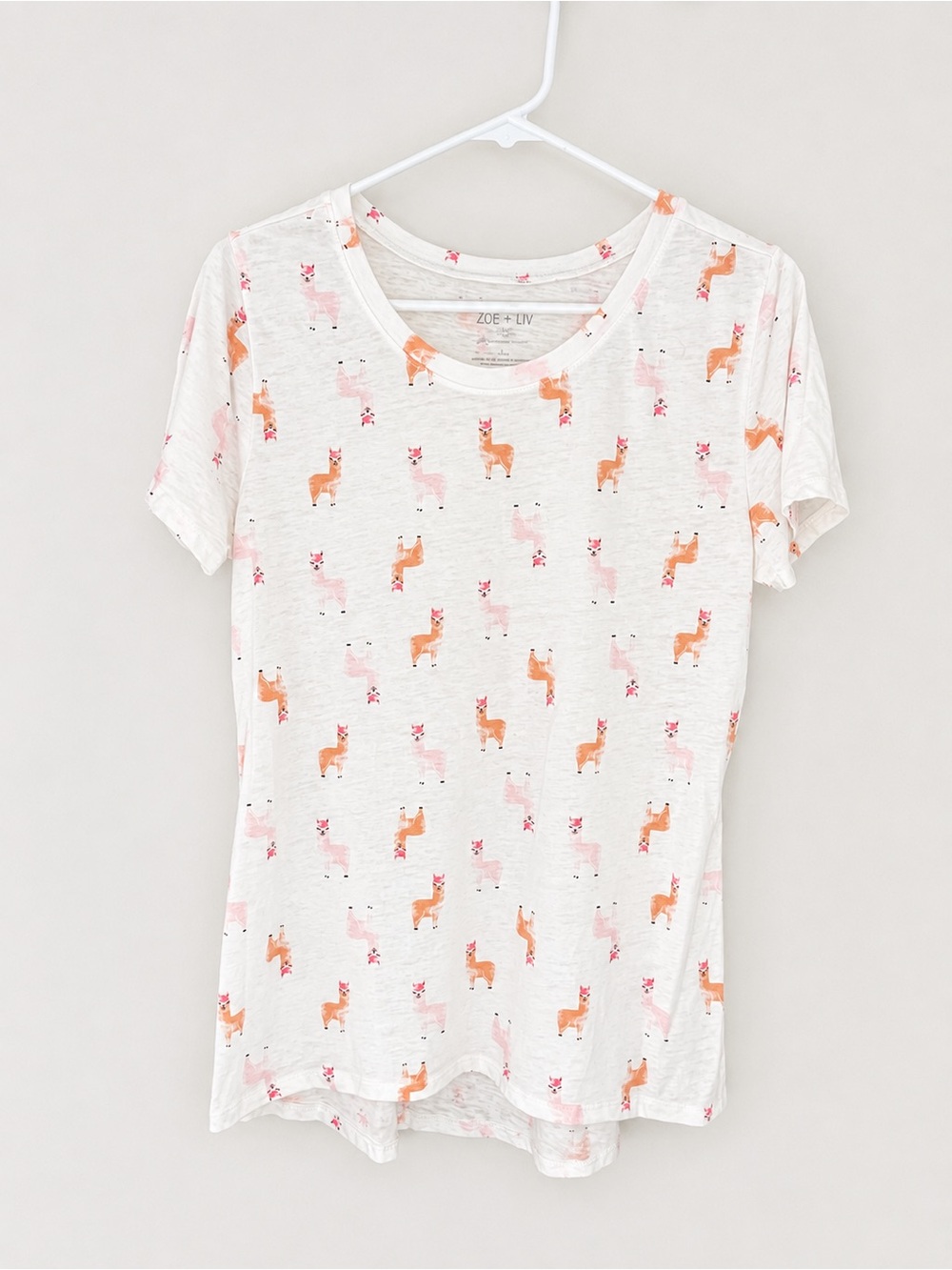 Zoe + Liv Pink Llama T-Shirt Size Large